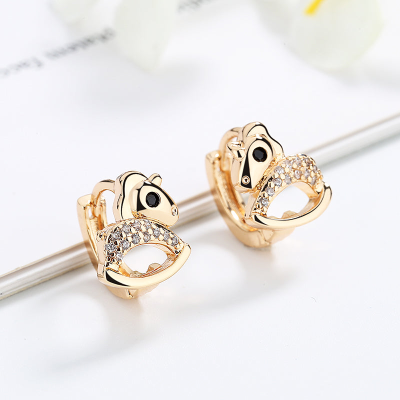 18K Gold Plated Luxury Wave Zircon Huggie Hoop Earrings