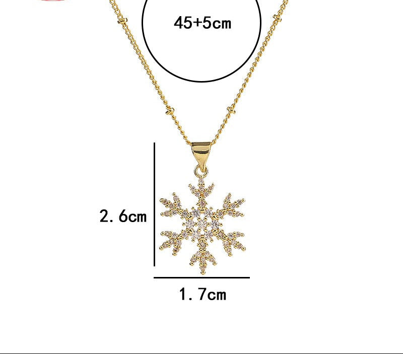 18K Gold Plated Christmas & Winter Holiday Pendant Necklace with AAA Zircon Crystals
