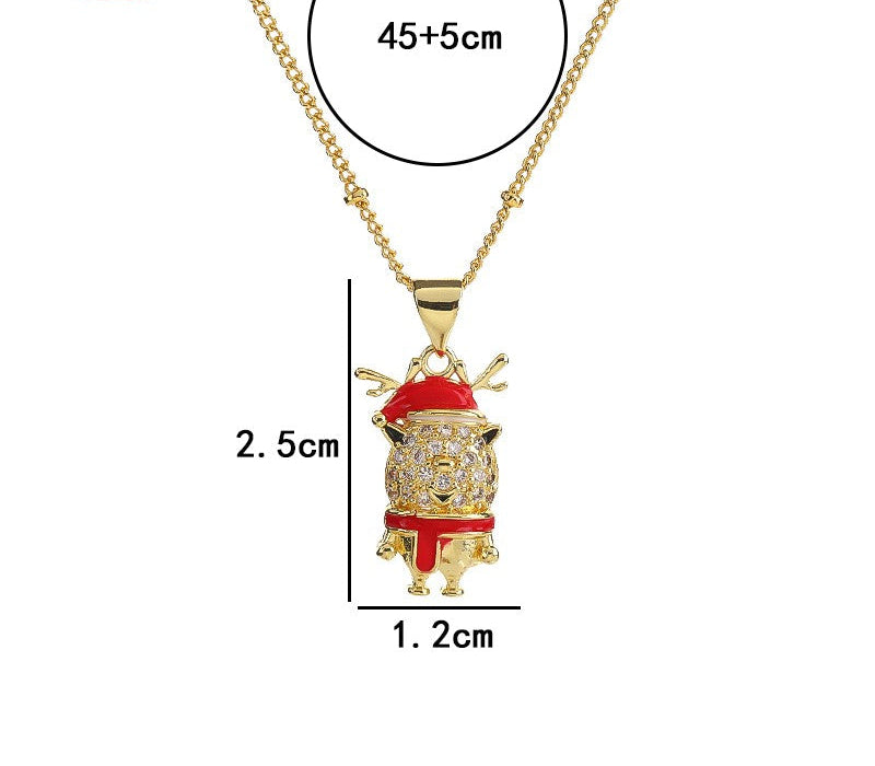 18K Gold Plated Christmas & Winter Holiday Pendant Necklace with AAA Zircon Crystals