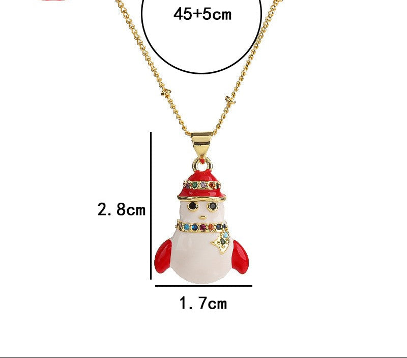 18K Gold Plated Christmas & Winter Holiday Pendant Necklace with AAA Zircon Crystals