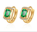 18K Gold Plated Luxury Radiant-Cut Cubic Zirconia Huggie Hoop Earrings