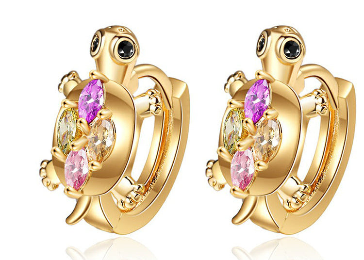 18K Gold Plated Colorful Tortoise Huggie Hoop Earrings for Women & Girls