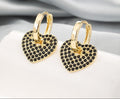 18K Gold Plated Romantic Pave Cubic Zirconia Heart Huggie Hoop Earrings
