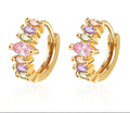 18K Gold Plated Colorful Marquise CZ Stone Geometric Hoop Earrings for Women