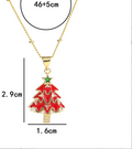 18K Gold Plated Christmas Tree Pendant Necklace with Cubic Zirconia for Women