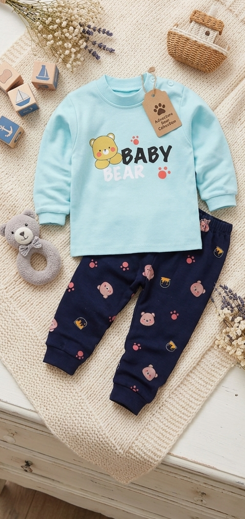 Premium Organic Cotton Kids Pajama Set - "Baby Bear" Playground Edition