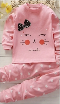 Premium Organic Cotton Kids Pajama Set - "So Sweet" Kitten Edition