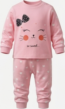 Premium Organic Cotton Kids Pajama Set - "So Sweet" Kitten Edition