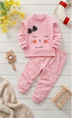Premium Organic Cotton Kids Pajama Set - "So Sweet" Kitten Edition