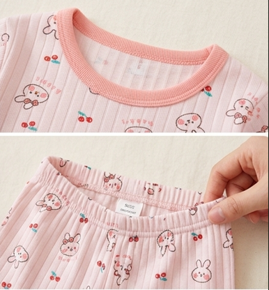 Premium Organic Cotton Kids Pajama Set - Cozy Bunny & Cherry Edition