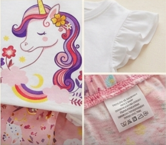 Premium 100% Pure Cotton Magical Unicorn Summer Short Set - Flutter Sleeve Edition
