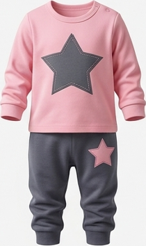Premium Organic Cotton Kids Pajama Set - "Starry Night" Pink & Gray Edition