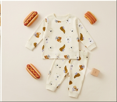 Premium Organic Cotton Kids Pajama Set - Playful Puppies Edition