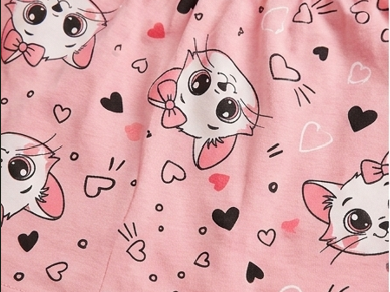 Premium 100% Pure Cotton Sweet Kitty Summer Short Set - Flutter Sleeve Edition