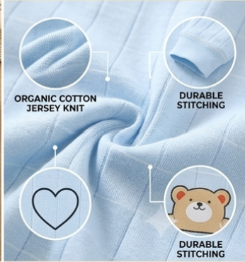 Premium Organic Cotton Kids Pajama Set - Little Bear Sky Blue Edition
