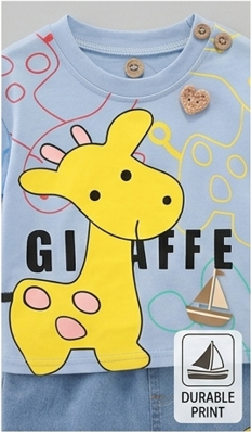 Premium Cotton Kids Summer Short Set - Playful Giraffe Edition
