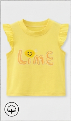 Premium 100% Pure Cotton Zesty Lime Summer Short Set - Flutter Sleeve Edition