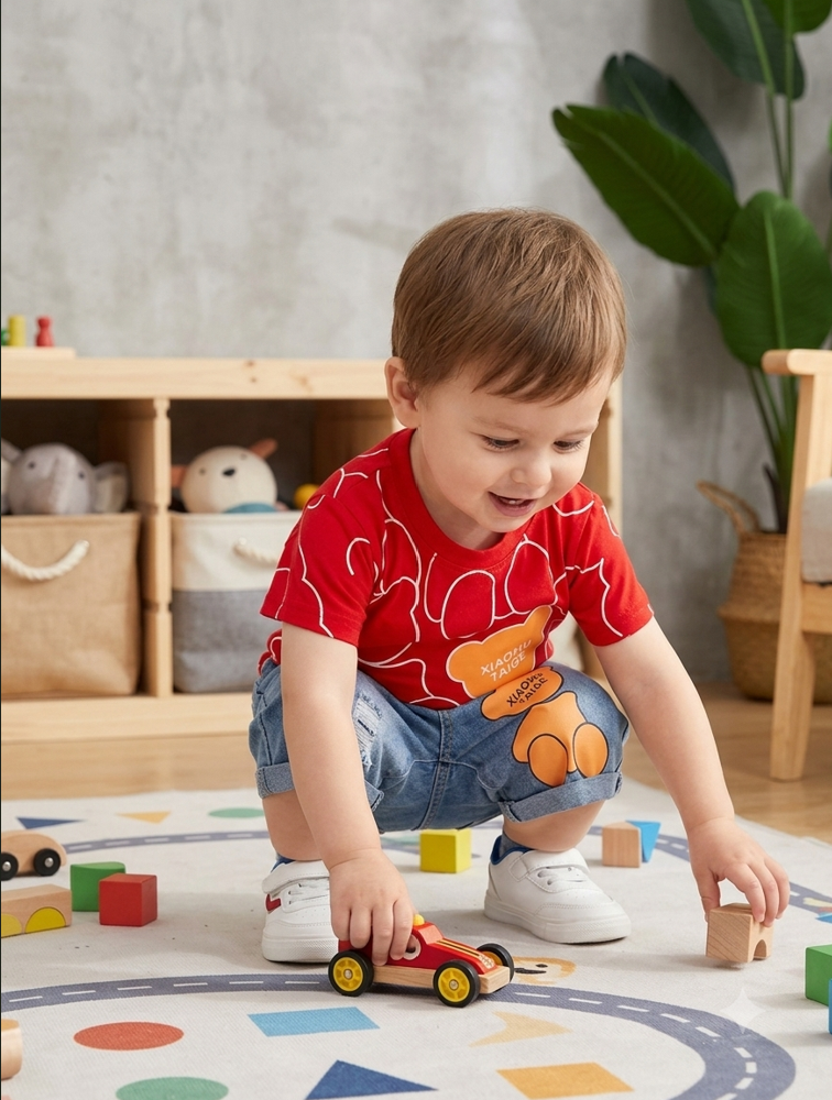 Premium Ribbed Summer Short Set - Playful Bear