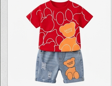 Premium Ribbed Summer Short Set - Playful Bear