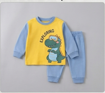 Premium Organic Cotton Kids Pajama Set - Cozy Yellow Dino Edition