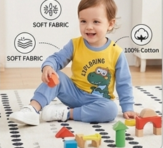 Premium Organic Cotton Kids Pajama Set - Cozy Yellow Dino Edition