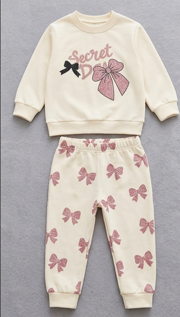 Premium Organic Cotton Kids Pajama Set - Sweet Pink Bow Edition