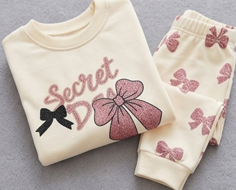 Premium Organic Cotton Kids Pajama Set - Sweet Pink Bow Edition