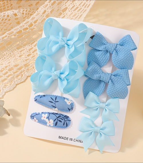 (3 with 18 piece sets)Premium Hair Bows & Snap Clips Gift Set - Cute Bowknot & Decorated Hairpins for Girls (6-Piece Set)