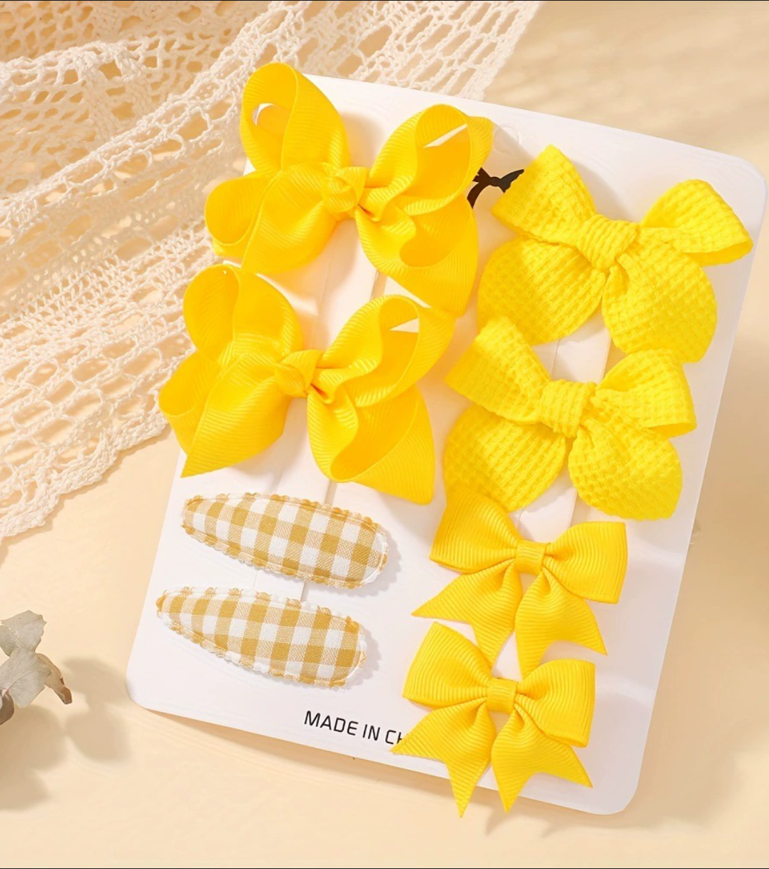 Premium Hair Bows & Snap Clips Gift Set - Cute Bowknot & Decorated Hairpins for Girls (6-Piece Set)