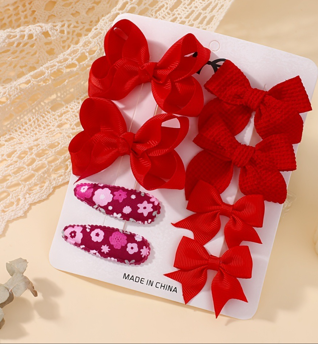 Premium Hair Bows & Snap Clips Gift Set - Cute Bowknot & Decorated Hairpins for Girls (6-Piece Set)