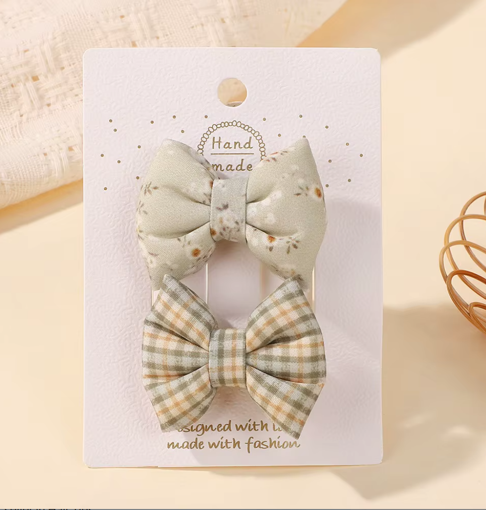 Chic Plaid & Patterned Bow Hair Clip Collection - 2-Piece & 4-Piece Sets