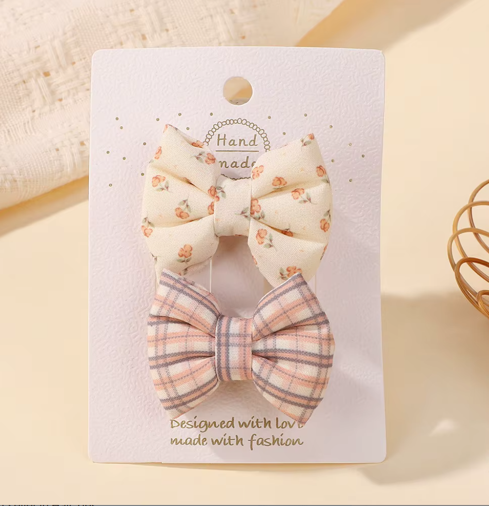 Chic Plaid & Patterned Bow Hair Clip Collection - 2-Piece & 4-Piece Sets