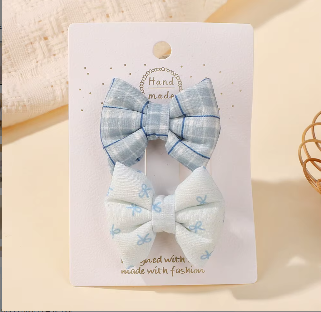 Chic Plaid & Patterned Bow Hair Clip Collection - 2-Piece & 4-Piece Sets