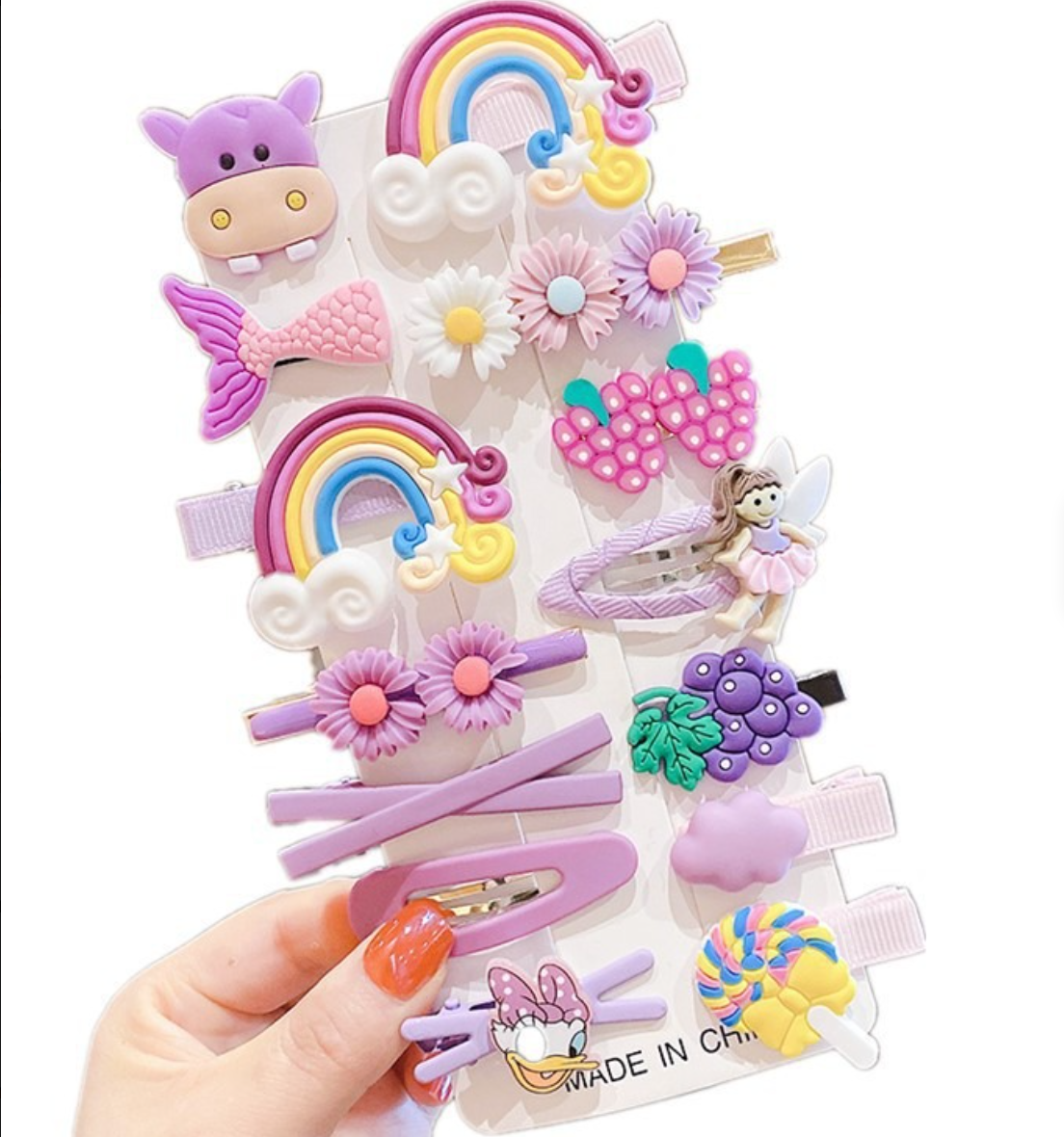 Colorful Cartoon & Fruit Hair Clips Set - Assorted Hairpins, Snap Clips & Barrettes for Girls