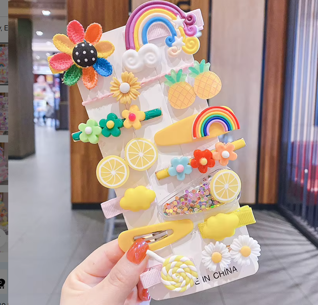 Colorful Cartoon & Fruit Hair Clips Set - Assorted Hairpins, Snap Clips & Barrettes for Girls