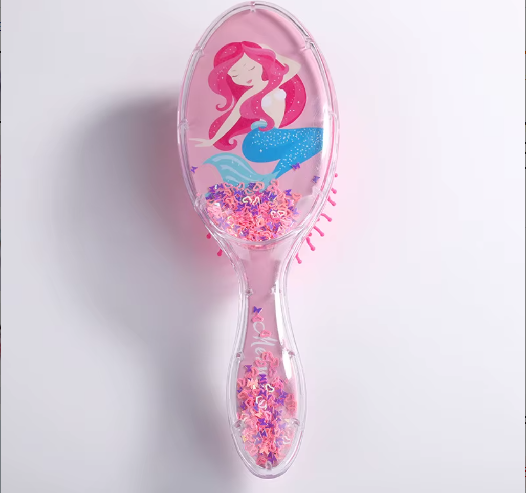 Cute Liquid Glitter & Sequin Detangling Hairbrush - Painless Tangle-Free Cartoon Hair Comb for Girls