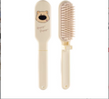 Cute Folding Travel Hairbrush for Kids - Portable Mini Pocket Hair Brush with Mirror & Cartoon Design (Wet & Dry Hair)