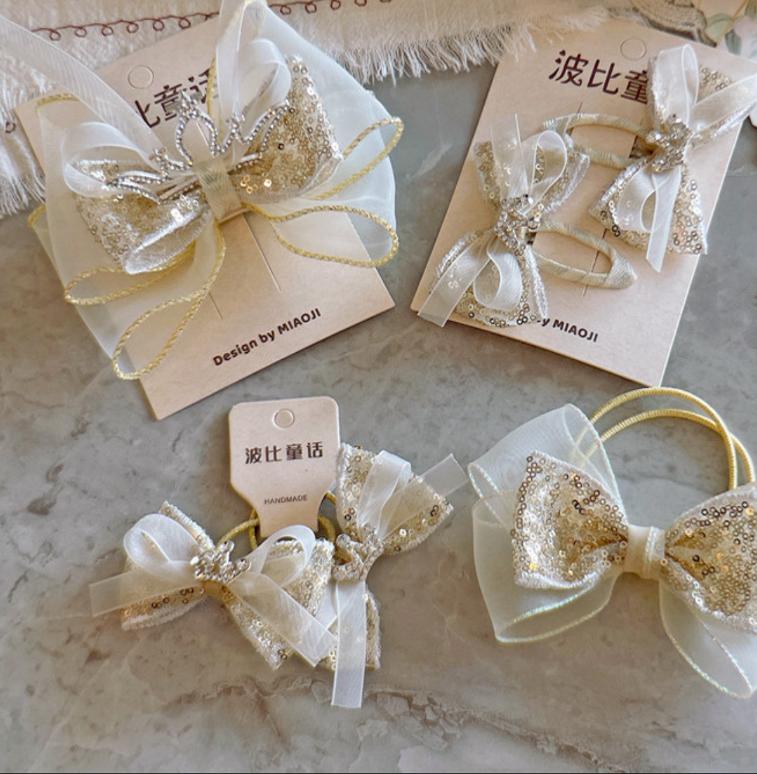 Elegant Organza Bow & Mini Veil Hair Accessories - Bridal & Party Headwear Collection