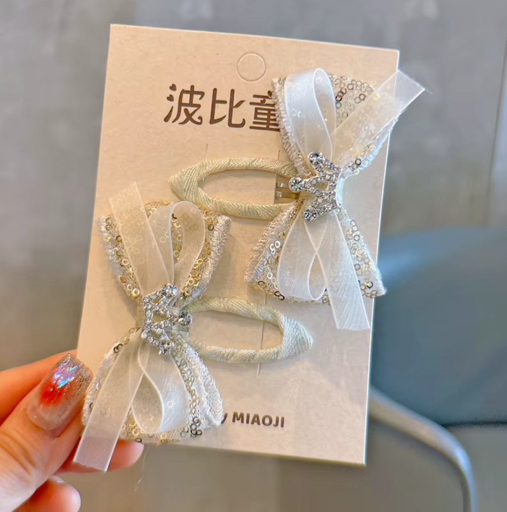 Elegant Organza Bow & Mini Veil Hair Accessories - Bridal & Party Headwear Collection