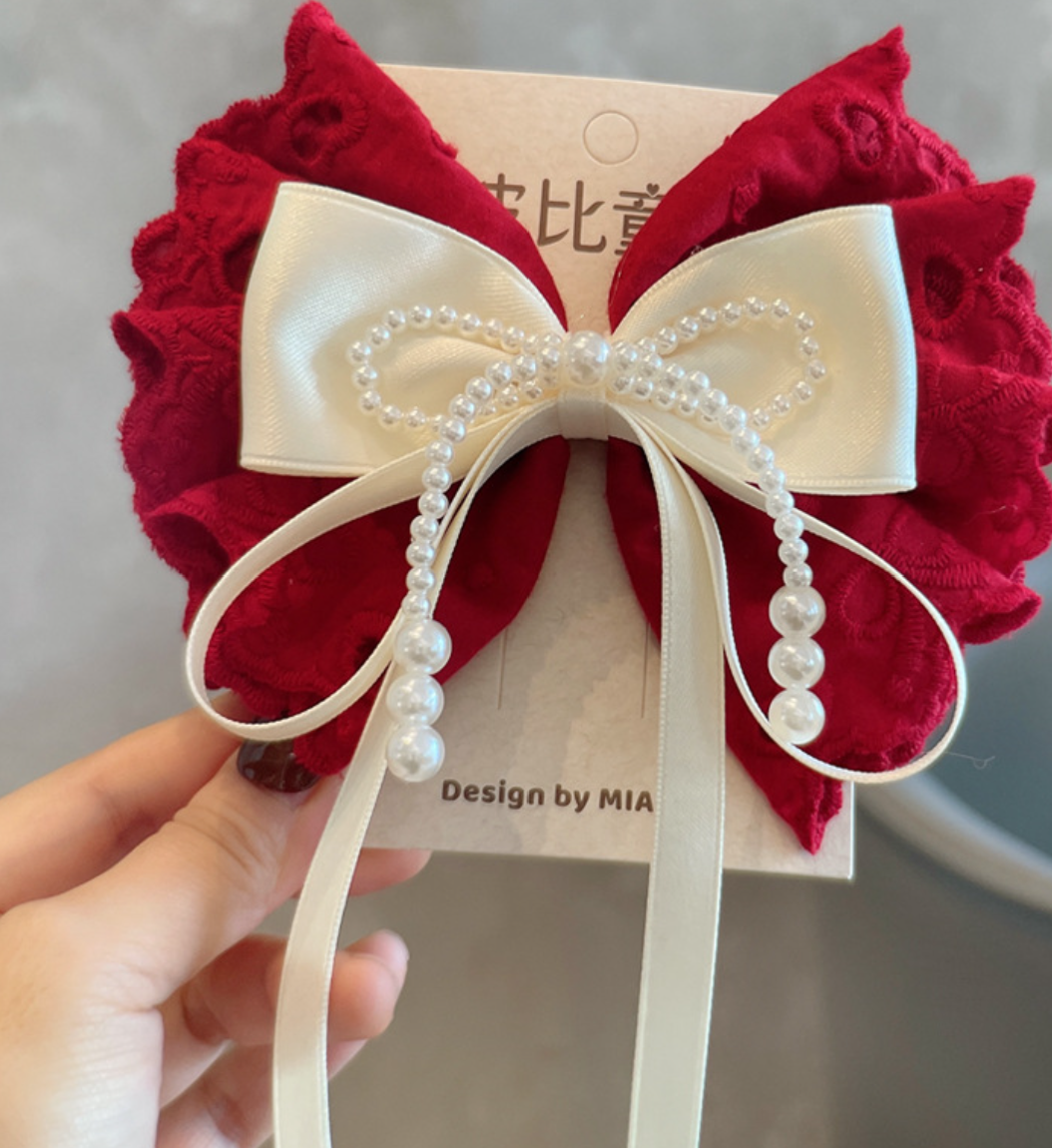 Layered Velvet & Plaid Bow Hair Clips - Elegant Tulle & Draping Pom-Pom Hair Accessories