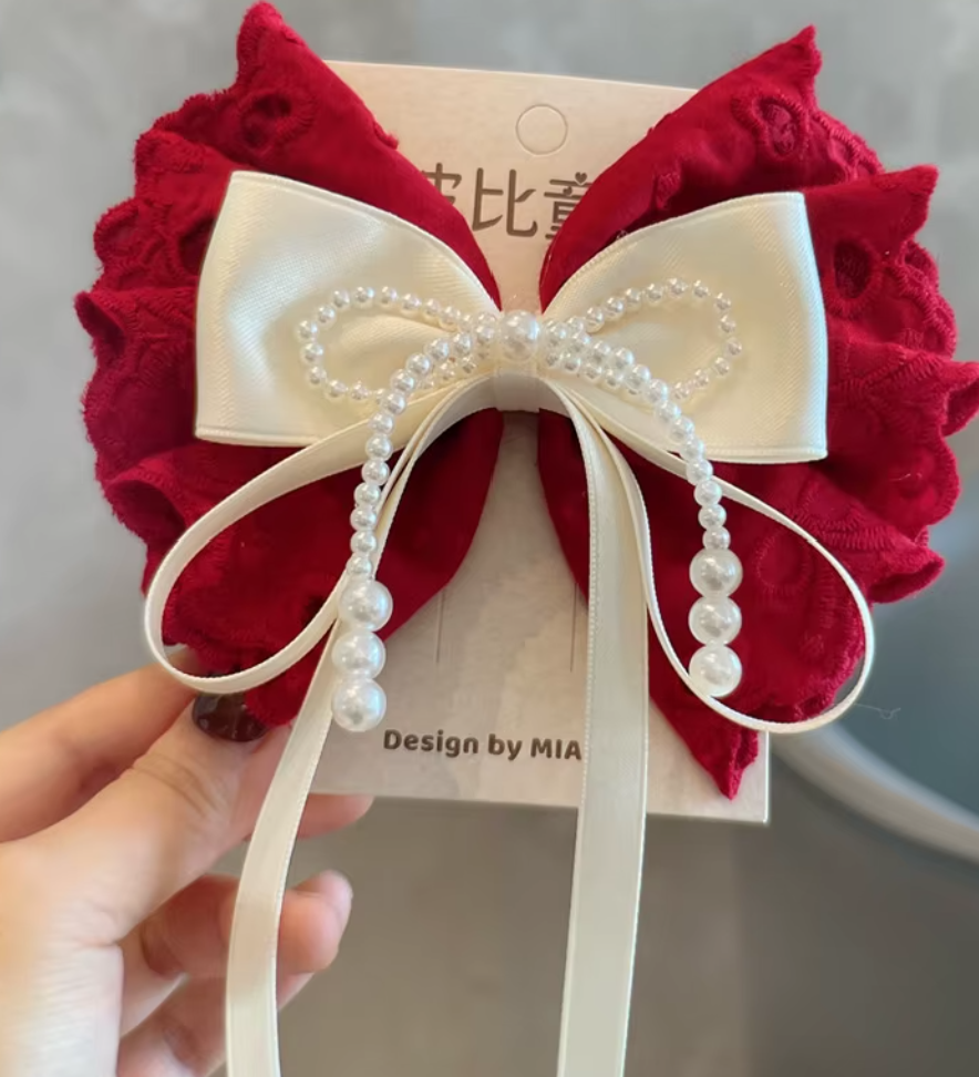 Layered Velvet & Plaid Bow Hair Clips - Elegant Tulle & Draping Pom-Pom Hair Accessories