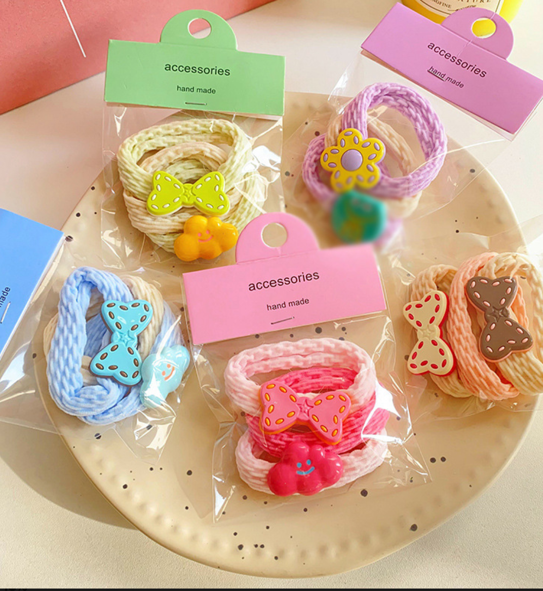 Cute Cartoon & Floral Hair Ties Set - Assorted Elastic Hair Bands Collection (2-3 Pieces/Set)
