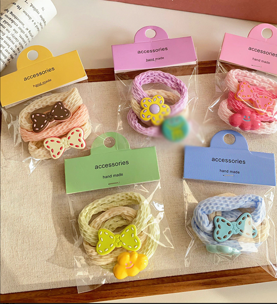 Cute Cartoon & Floral Hair Ties Set - Assorted Elastic Hair Bands Collection (2-3 Pieces/Set)