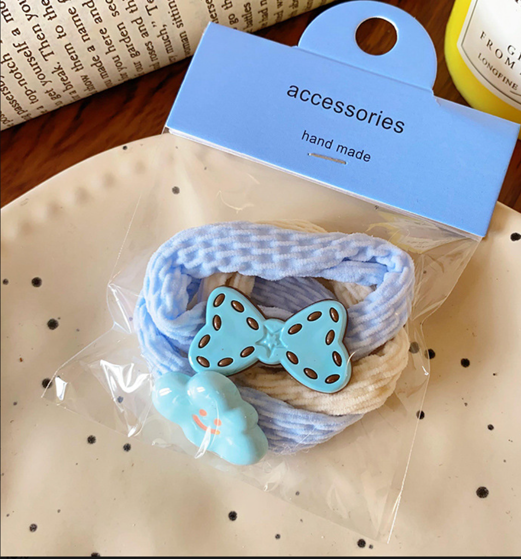 Cute Cartoon & Floral Hair Ties Set - Assorted Elastic Hair Bands Collection (2-3 Pieces/Set)