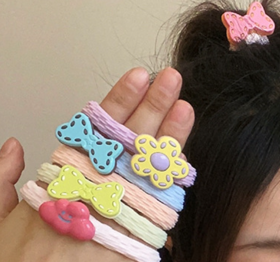 Cute Cartoon & Floral Hair Ties Set - Assorted Elastic Hair Bands Collection (2-3 Pieces/Set)