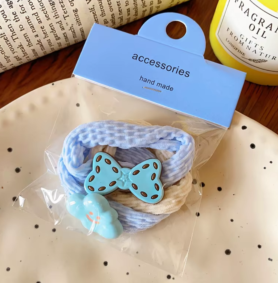 Cute Cartoon & Floral Hair Ties Set - Assorted Elastic Hair Bands Collection (2-3 Pieces/Set)