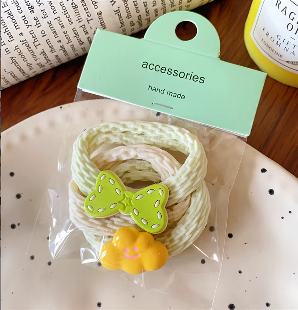 Cute Cartoon & Floral Hair Ties Set - Assorted Elastic Hair Bands Collection (2-3 Pieces/Set)