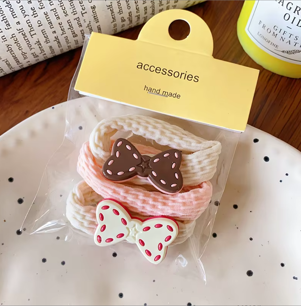 Cute Cartoon & Floral Hair Ties Set - Assorted Elastic Hair Bands Collection (2-3 Pieces/Set)