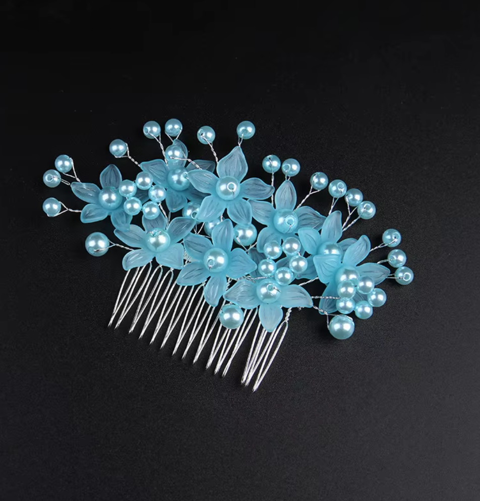 Floral & Pearl Hair Side Comb - Elegant Bridal & Party Hair Comb Updo Accessories