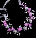 Floral & Pearl Flexible Hair Vine Headband with Ribbon Ties - Bridal & Party Hair Accessories